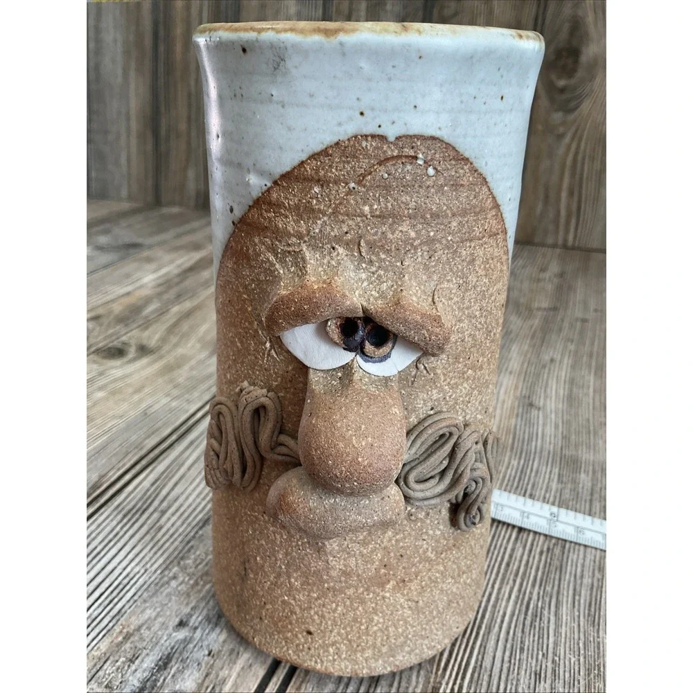 Stoneware Face Mug Vintage 3-D Golden Age Mustache Old Men 7